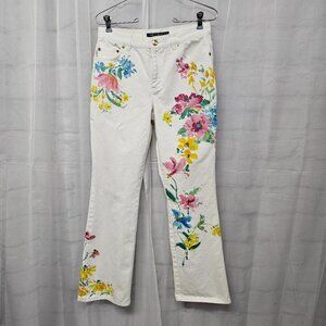 Lauren Ralph Lauren Floral Boot Cut Jeans - White